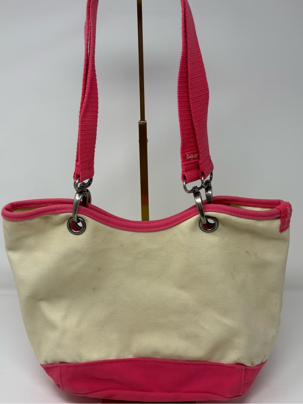 Thirty-One Tote Canvas White Pink